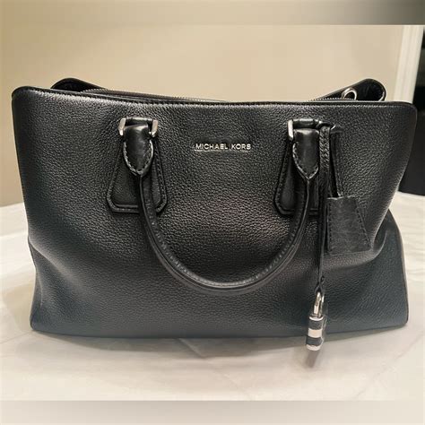 michael kors camille leather satchel black|Camille Large Leather Satchel .